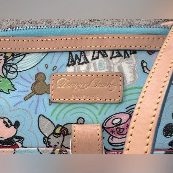 Dooney & Bourke Disney Sketch Mickey Mouse Crossbody Bag - Blue & Tan excellent - Picture 2 of 12